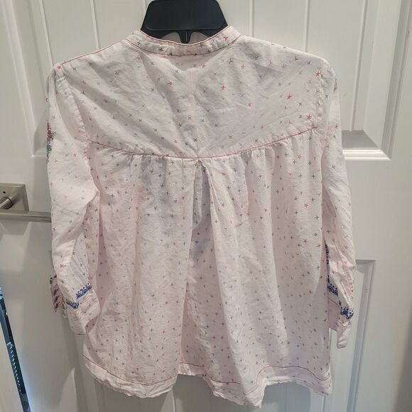 Johnny Was 3J Workshop Boho Floral Embroidered Top S Festival Multicolor Peasant - Picture 8 of 13